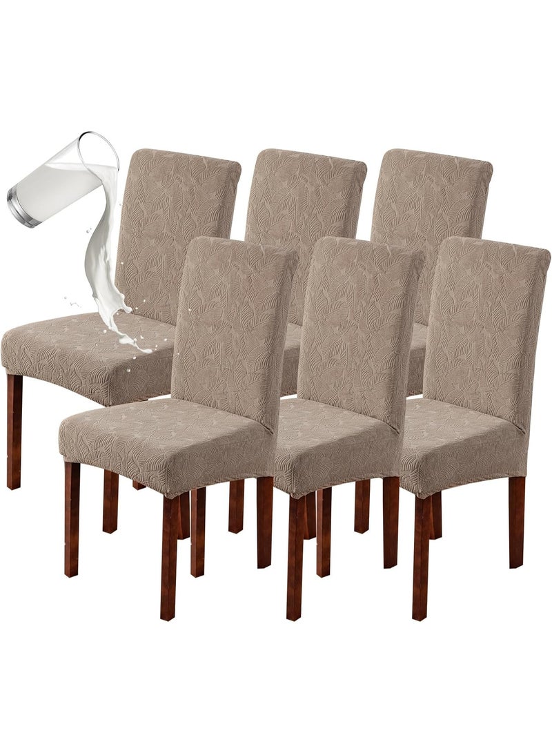 6 PCS Waterproof Chair Covers for Dining Room, Stretch Jacquard Dining Chair Slipcovers, Removable Washable Chair Protector for Kitchen, Hotel, Restaurant - Image 1